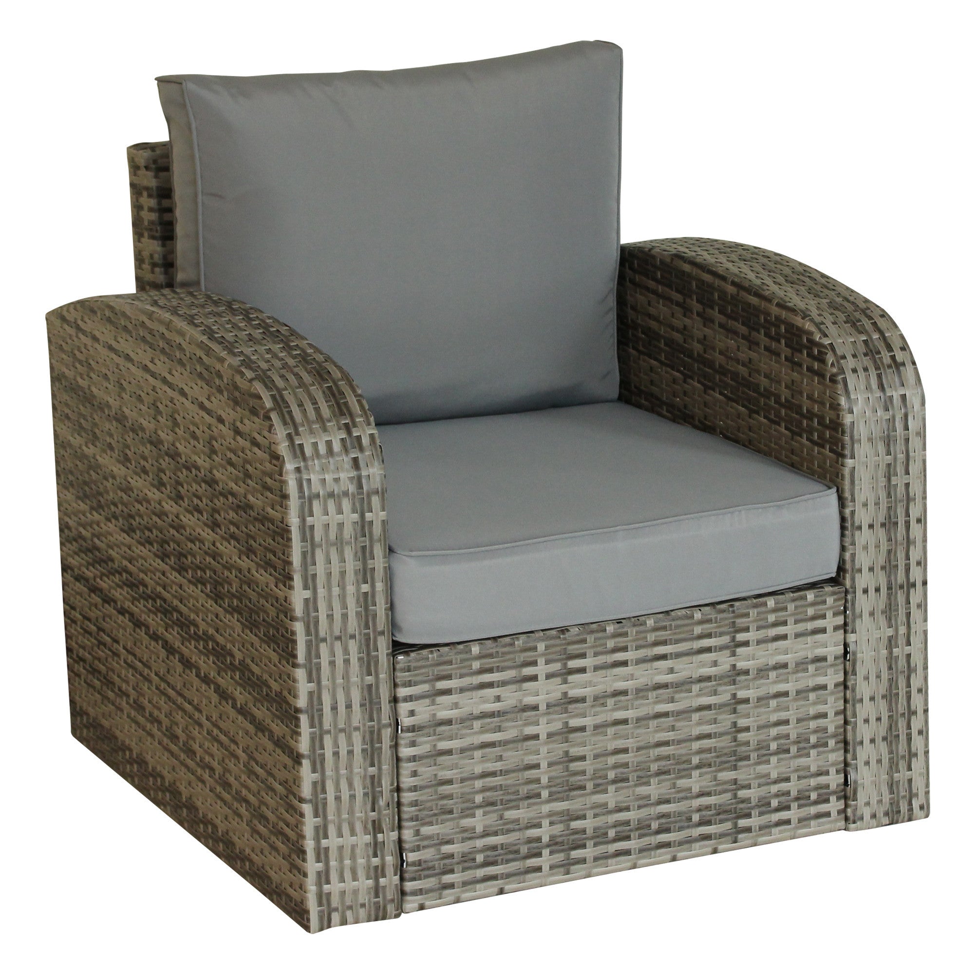 Three Piece Gray RA Faux Rattan and Slate Gray Outdoor Seating Set with Table