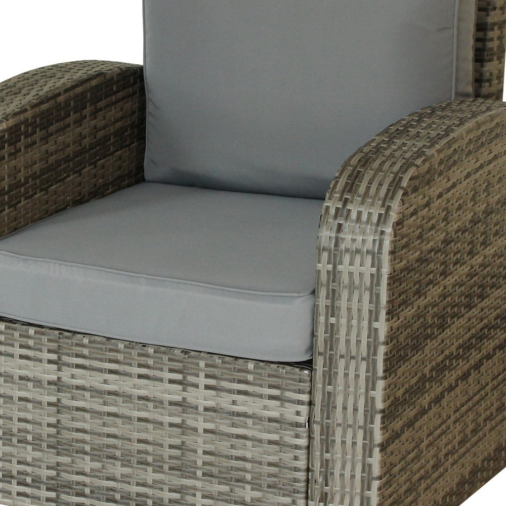 Three Piece Gray RA Faux Rattan and Slate Gray Outdoor Seating Set with Table