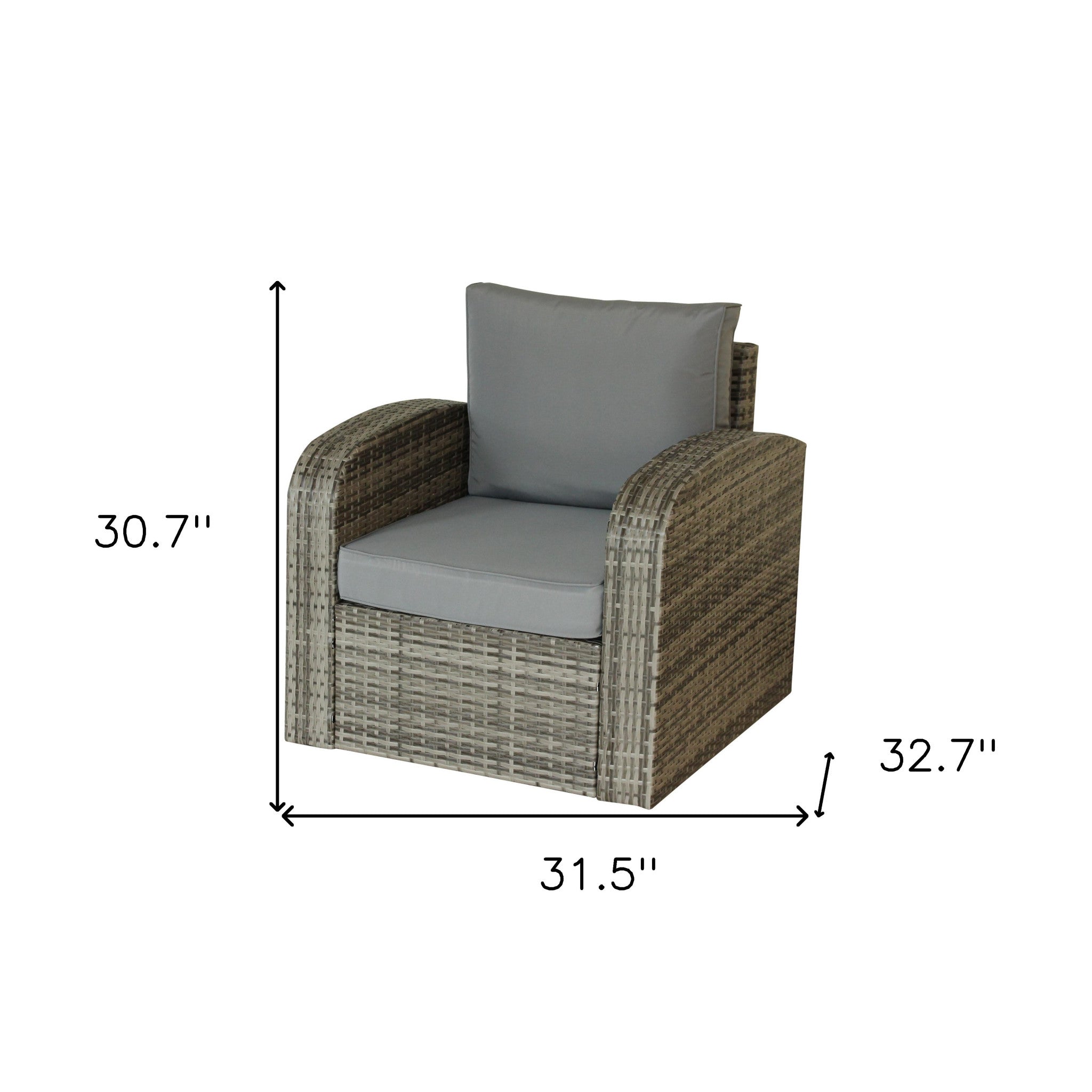 Three Piece Gray RA Faux Rattan and Slate Gray Outdoor Seating Set with Table