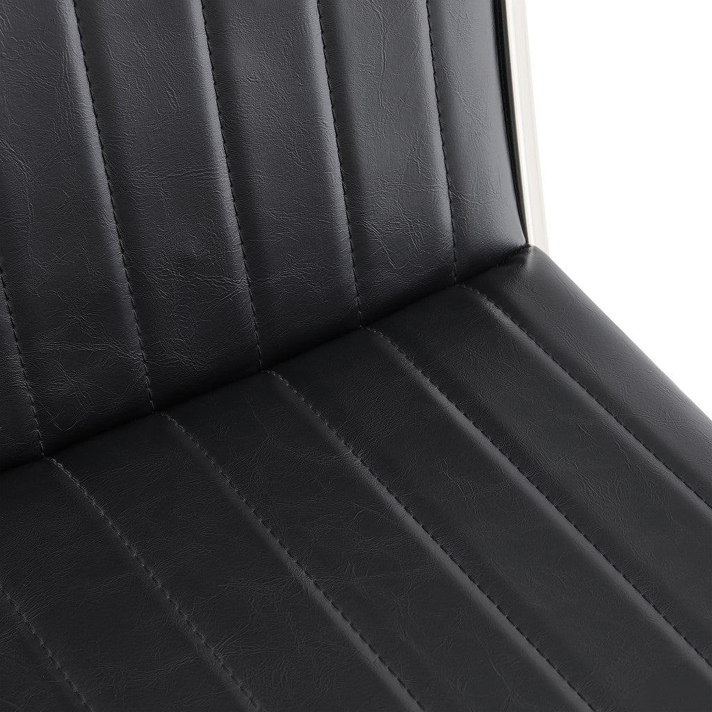 43" Vintage Black Faux Leather And Iron Low Back Bar Height Chair