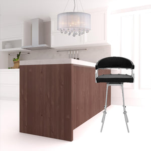 43 英寸復古黑色人造皮革和鐵製低背吧台高椅子