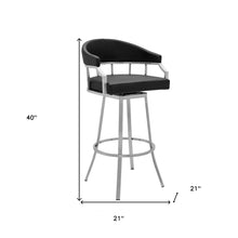 40 英寸黑色人造皮革和鐵製旋轉低背吧台高椅子