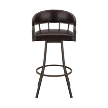 Silla de barra giratoria de hierro y cuero sintético marrón de 36