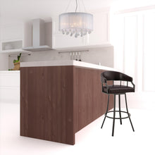 Silla de barra giratoria de hierro y cuero sintético marrón de 36