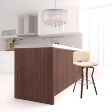 36 英寸奶油色人造皮革和人造木質旋轉低背櫃檯高度吧椅