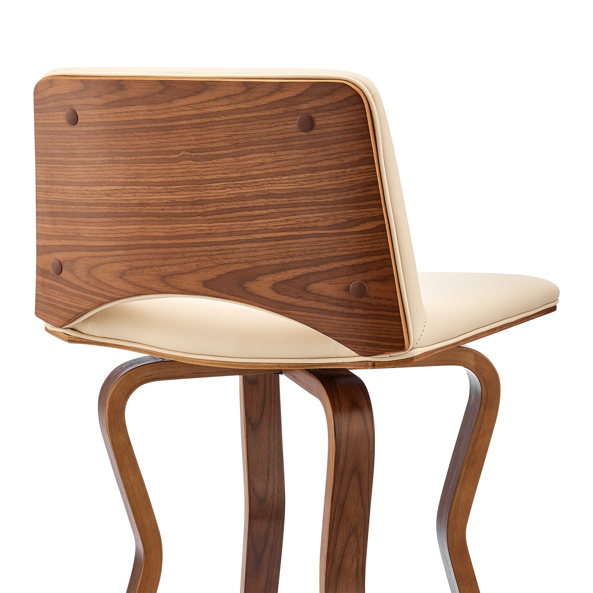 36 英寸奶油色人造皮革和人造木質旋轉低背櫃檯高度吧椅