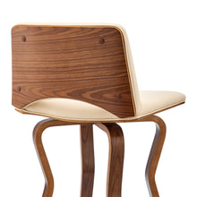 36 英寸奶油色人造皮革和人造木質旋轉低背櫃檯高度吧椅