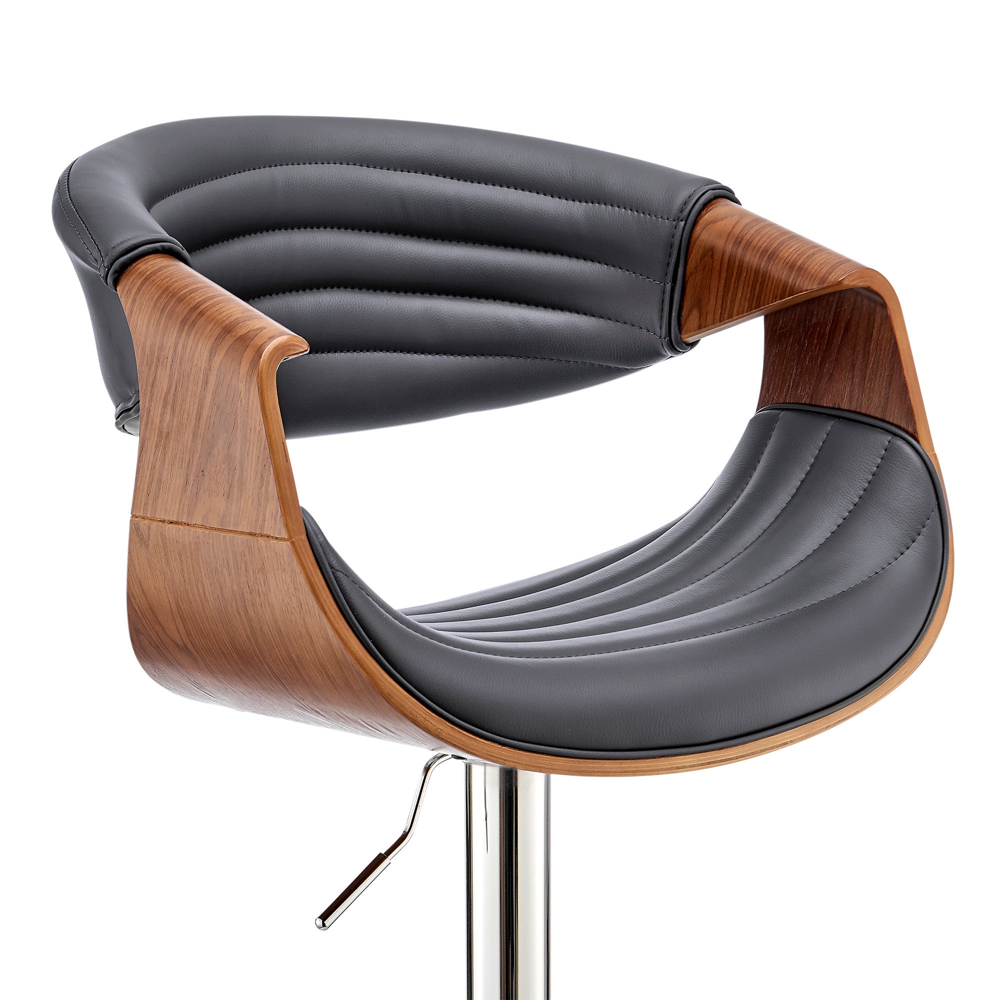 45 英寸灰色人造皮革和鐵製旋轉低背可調節高度吧椅