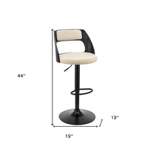 Cream Upholstered Black Base Adjustable Swivel Bar Stool