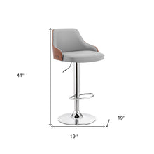 Gray Faux Leather Adjustable Modern Bar Stool