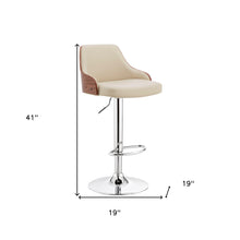 Cream Faux Leather Adjustable Modern Bar Stool
