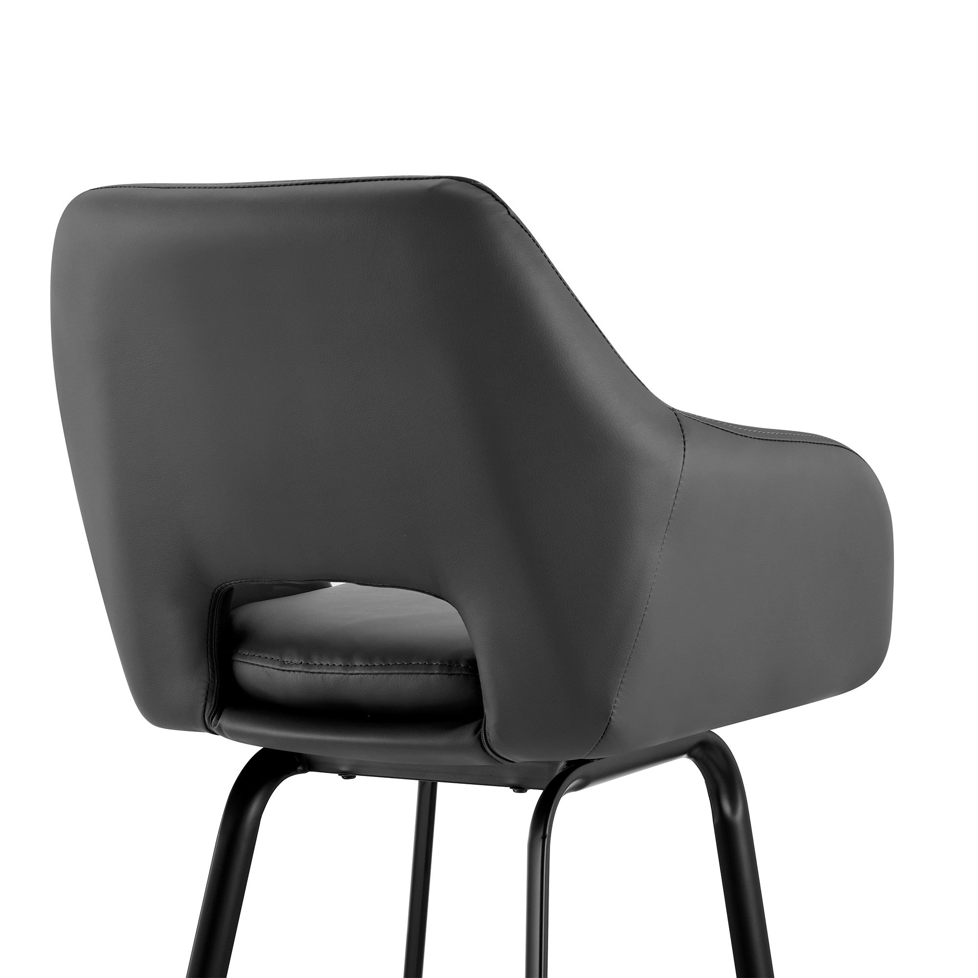 26" Gray on Black Faux Leather Comfy Swivel Counter Stool