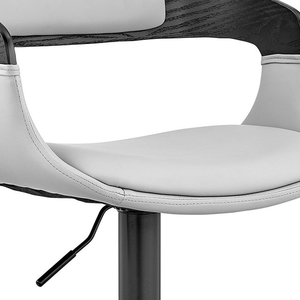 Gray Modern Upholstered & Black Base Bar Stool