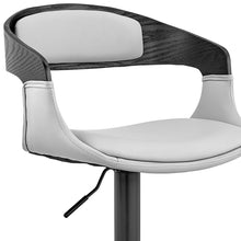 Gray Modern Upholstered & Black Base Bar Stool