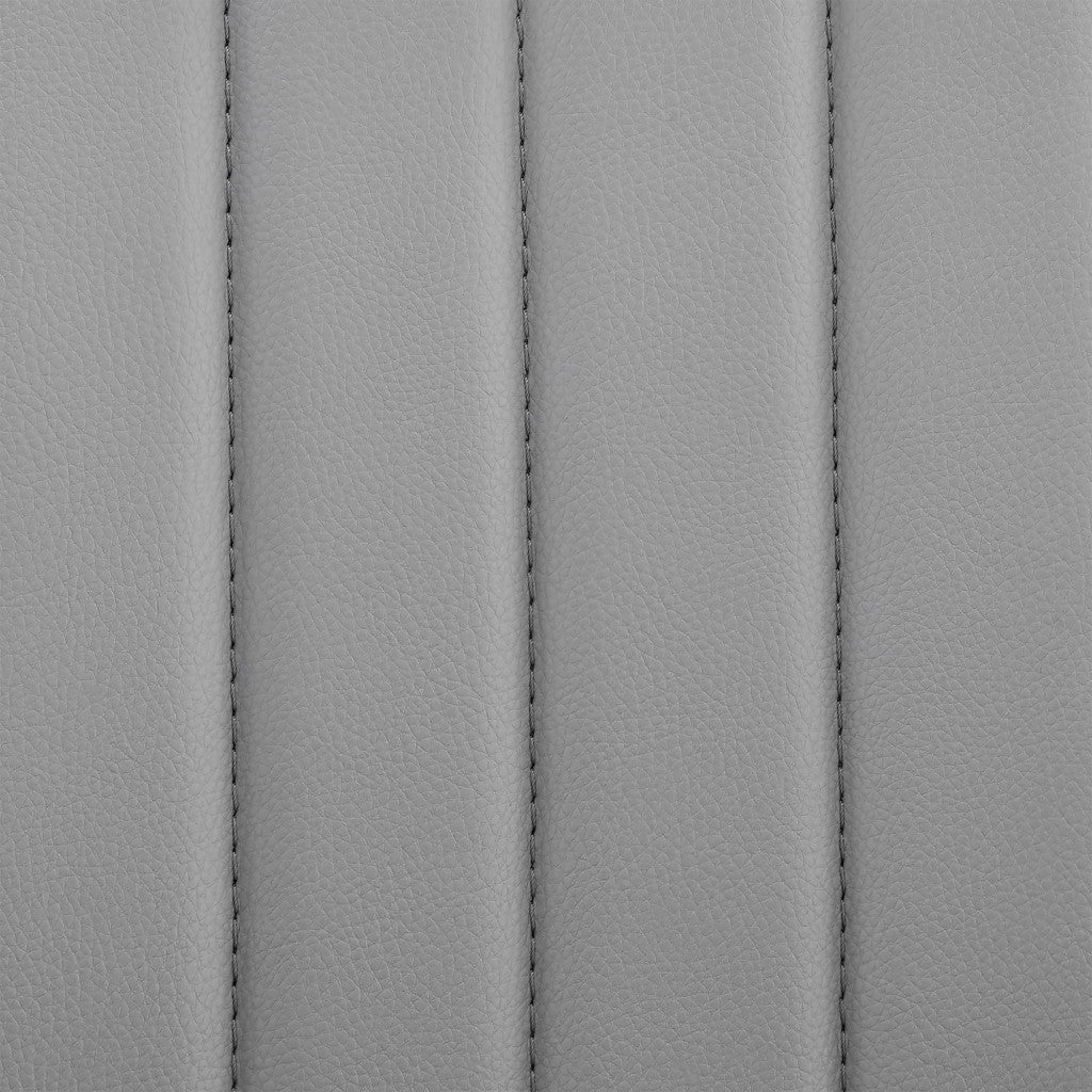 Adjustable Gray Faux Leather Chrome and Walnut Bar Stool