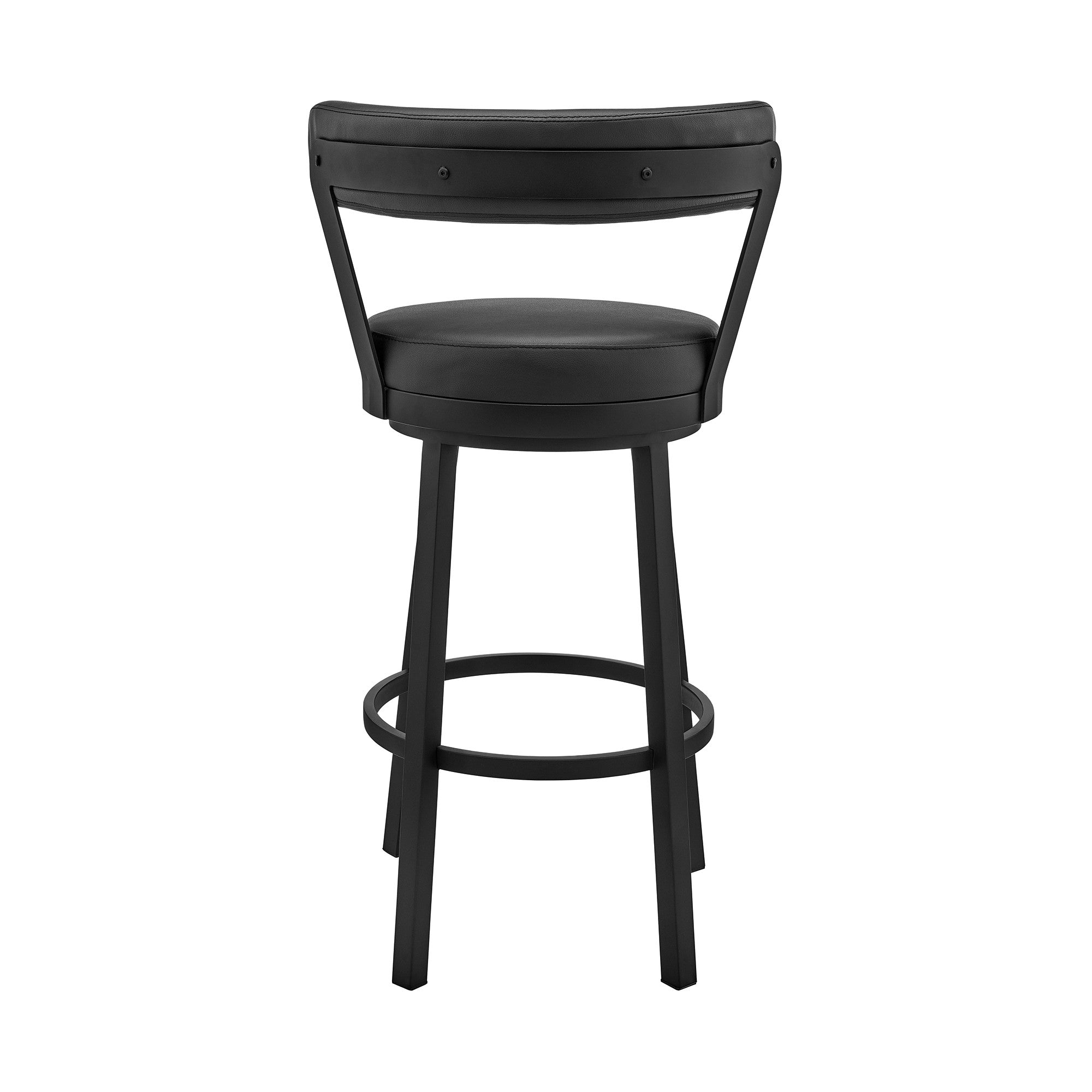 26" Chic Black Faux Leather with Black Finish Swivel Bar Stool
