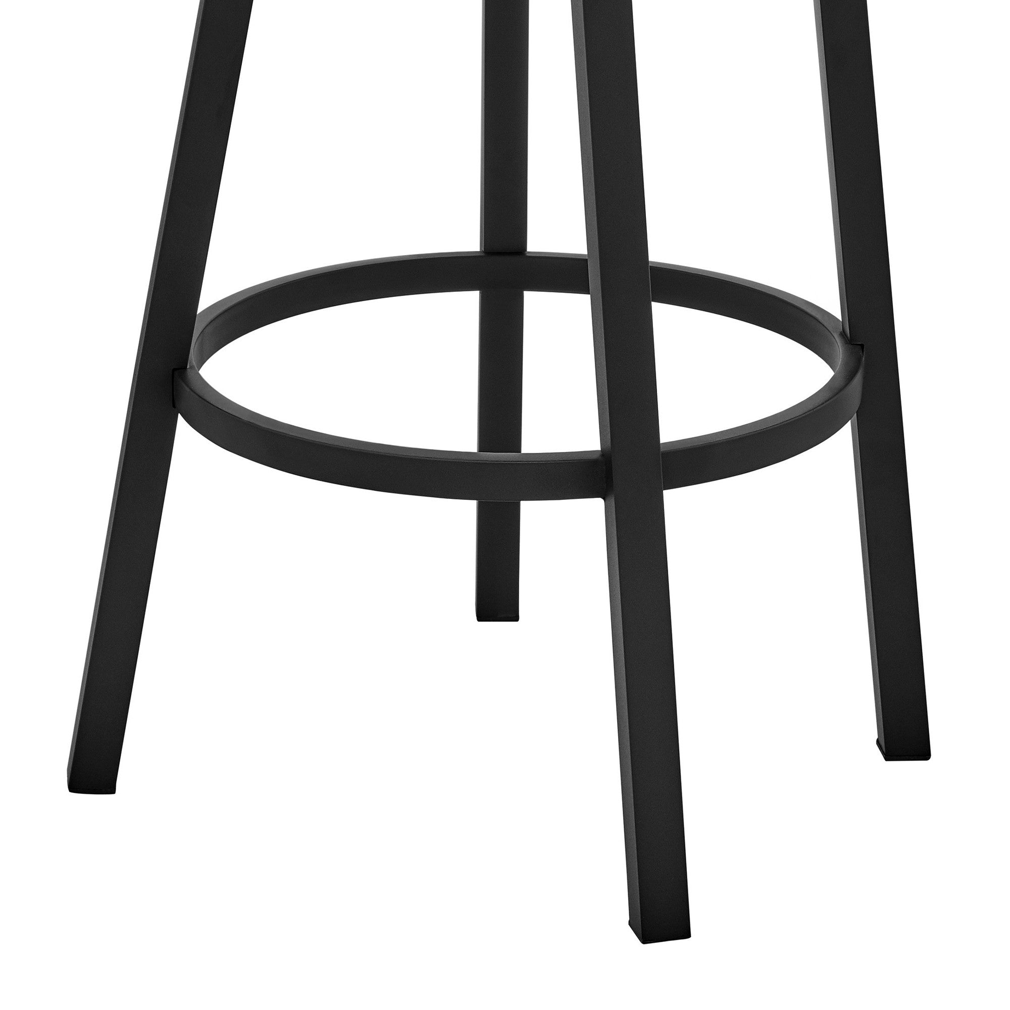 26" Chic Black Faux Leather with Black Finish Swivel Bar Stool