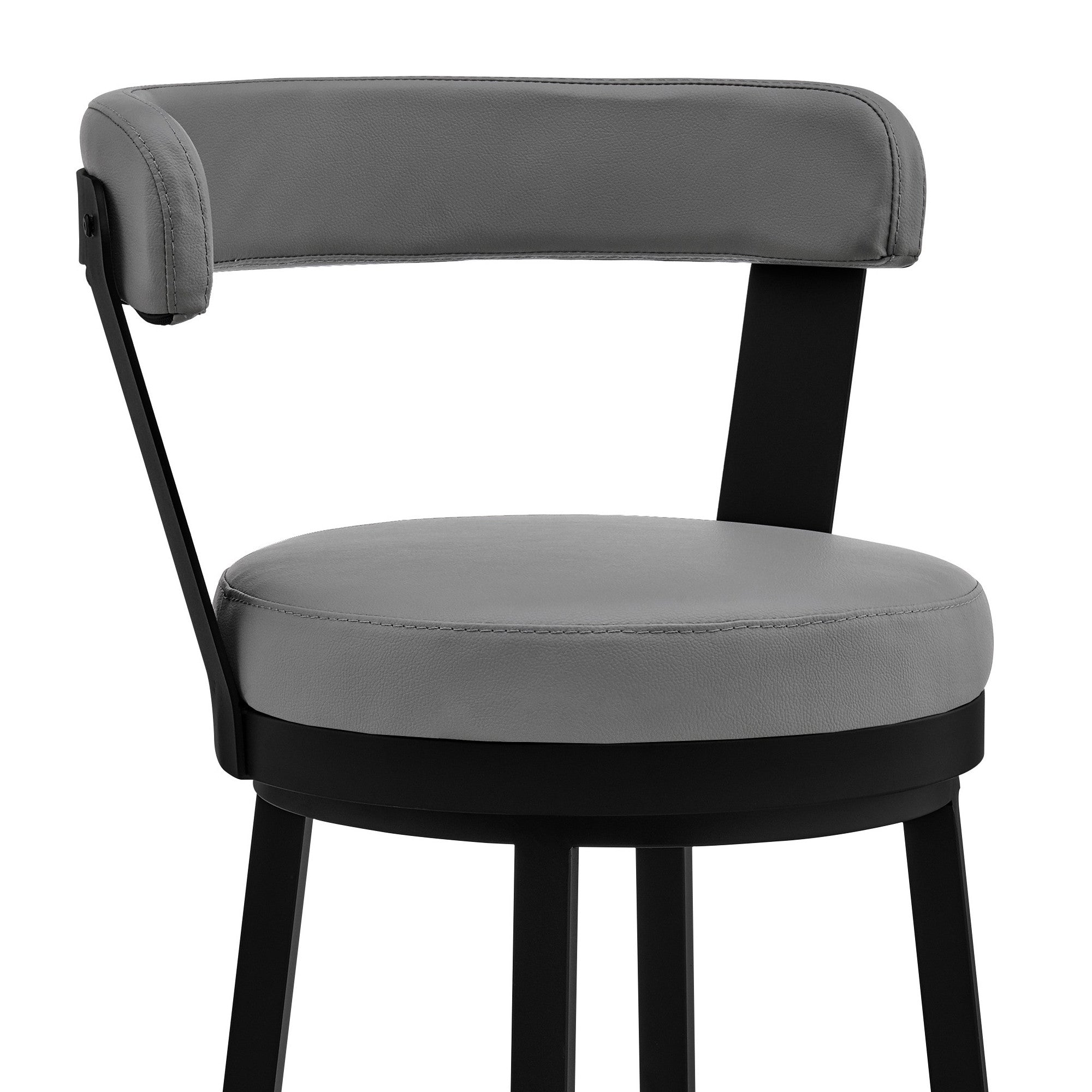 26" Chic Grey Faux Leather with Black Finish Swivel Bar Stool