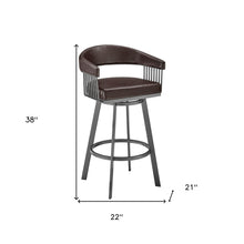 30 英寸現代巧克力色人造皮革爪哇棕色飾面旋轉吧凳
