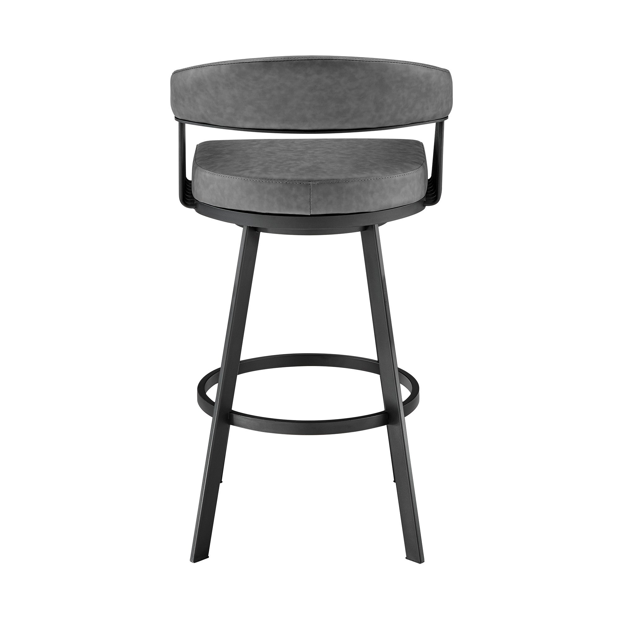26" Mod Grey Faux Leather Black Finish Swivel Bar Stool