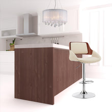 Cream Faux Leather Adjustable Chrome Swivel Bar Stool