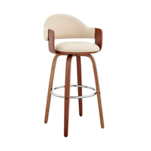 Rich Cream Faux Leather Walnut Wood Bar Stool 26