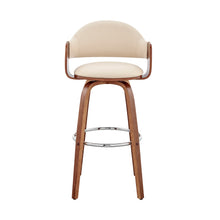 Rich Cream Faux Leather Walnut Wood Bar Stool 26