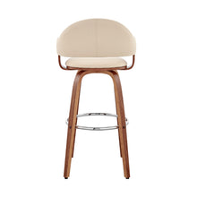 Rich Cream Faux Leather Walnut Wood Bar Stool 26