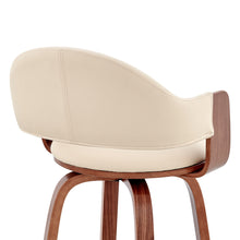 Rich Cream Faux Leather Walnut Wood Bar Stool 26