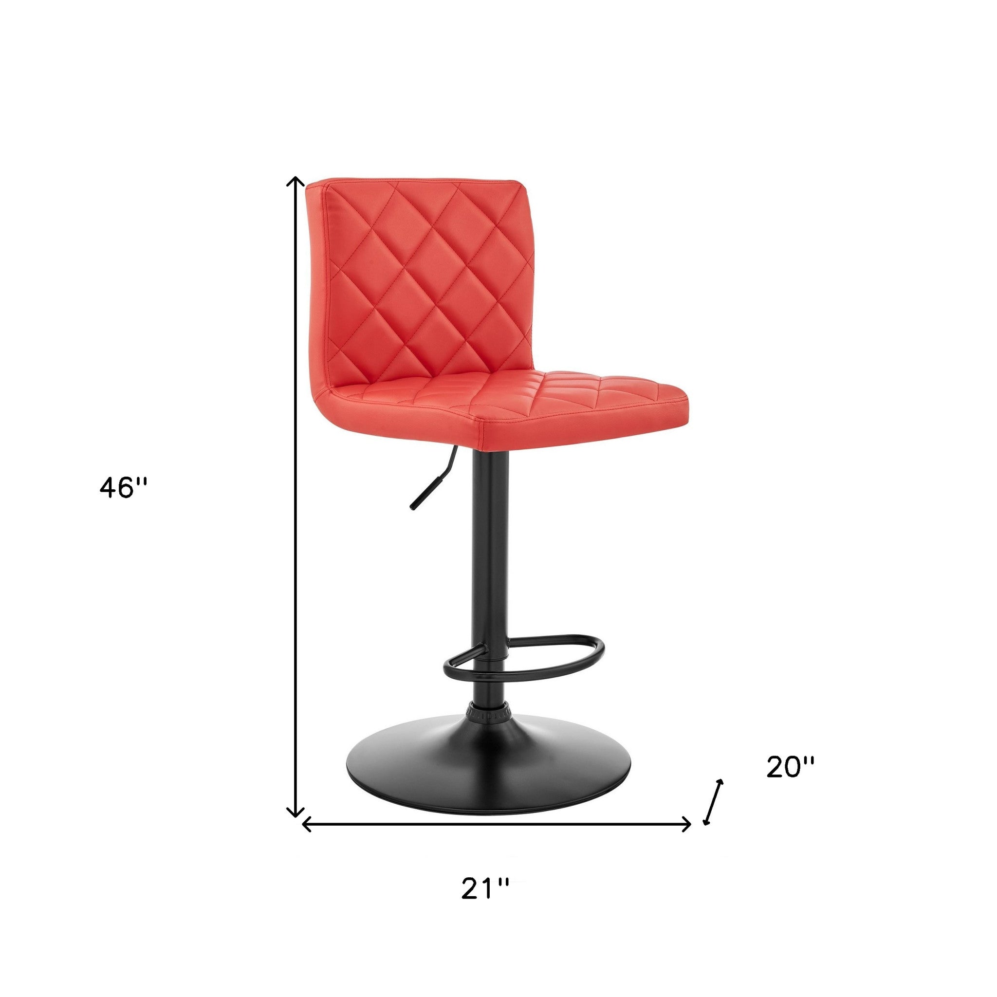 Red Faux Leather Swivel Adjustable Bar Stool
