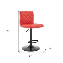 Red Faux Leather Swivel Adjustable Bar Stool