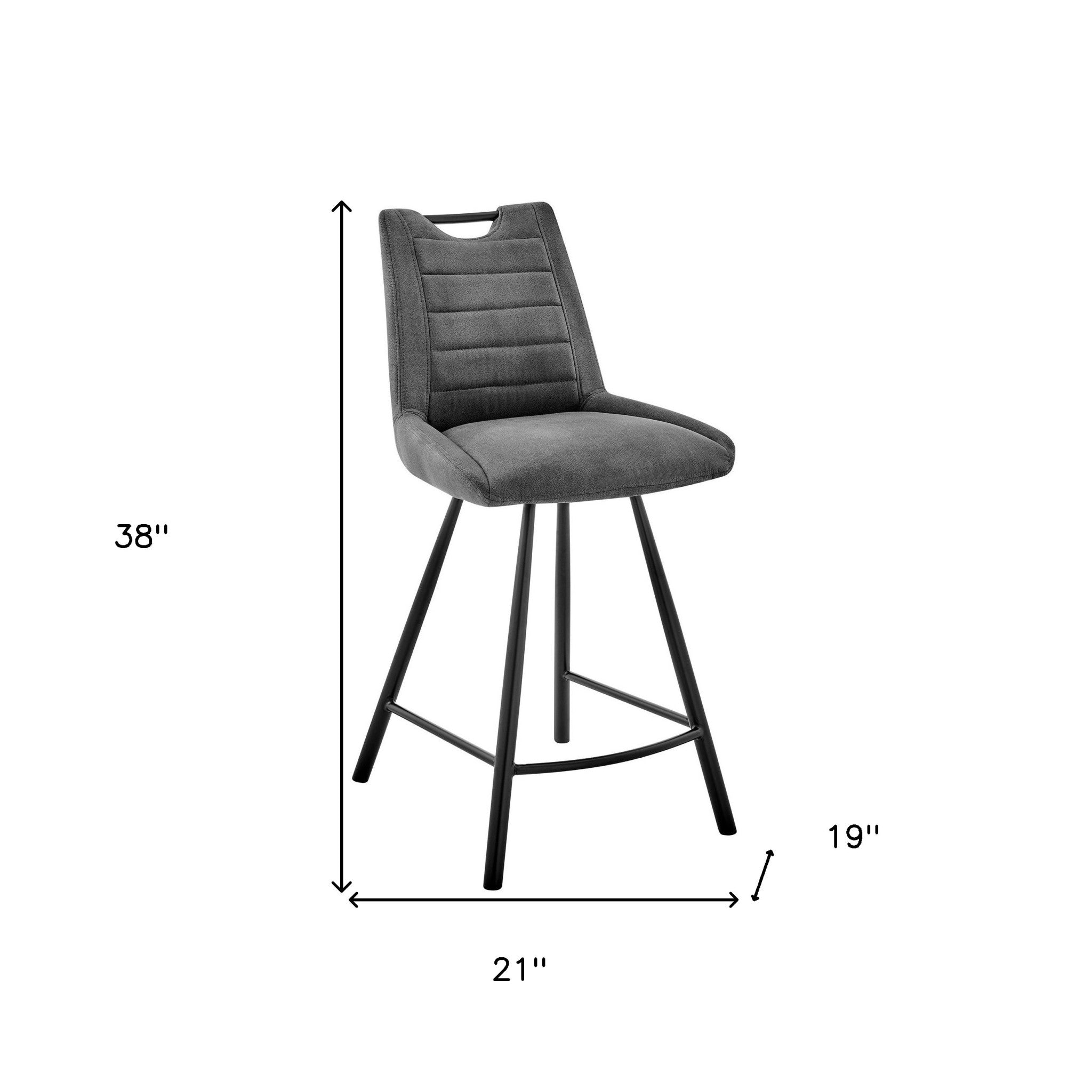 26" Gray Microfiber and Black Metal Counter Stool