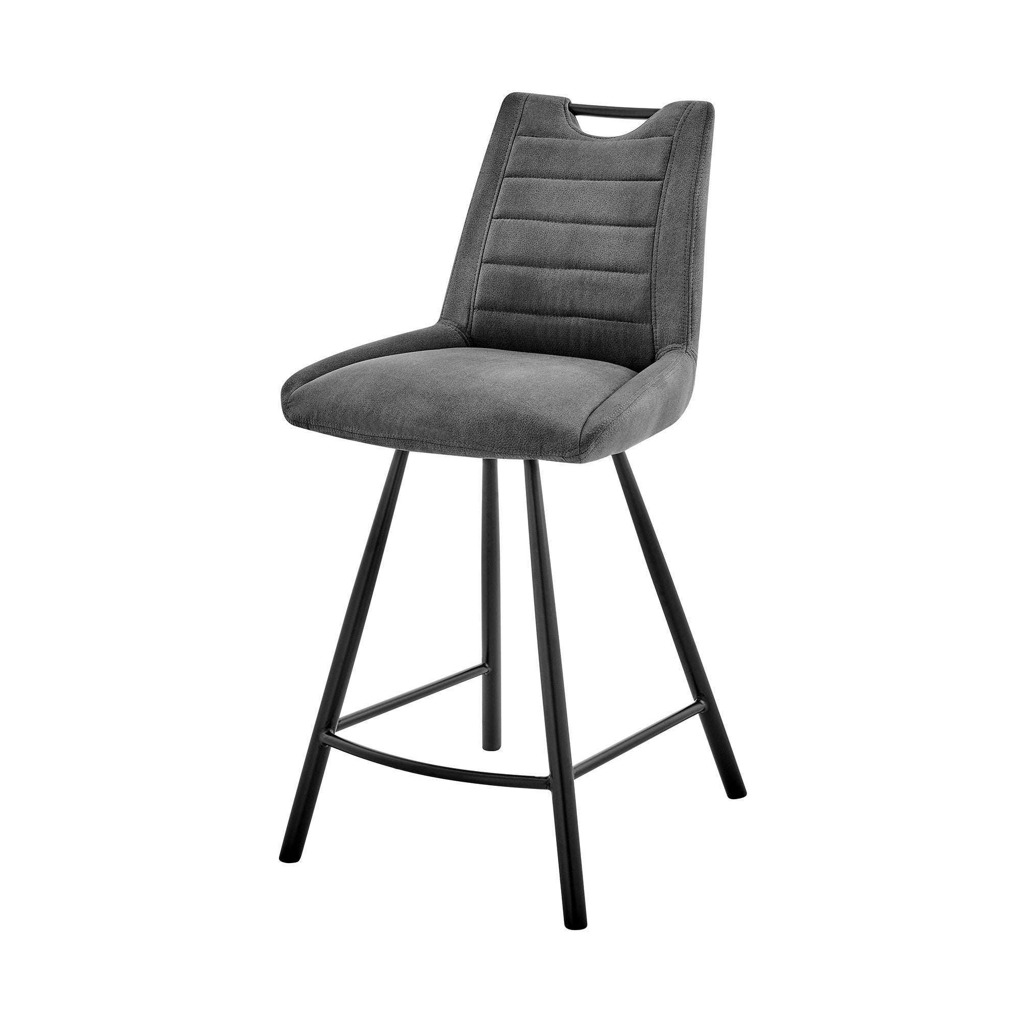 30" Black Fabric and Black Metal Bar Stool