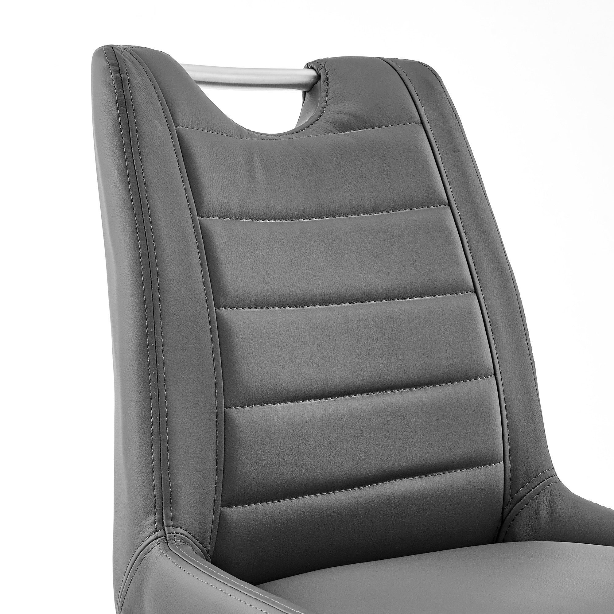 30 英寸灰色人造皮革和拉絲不銹鋼吧凳