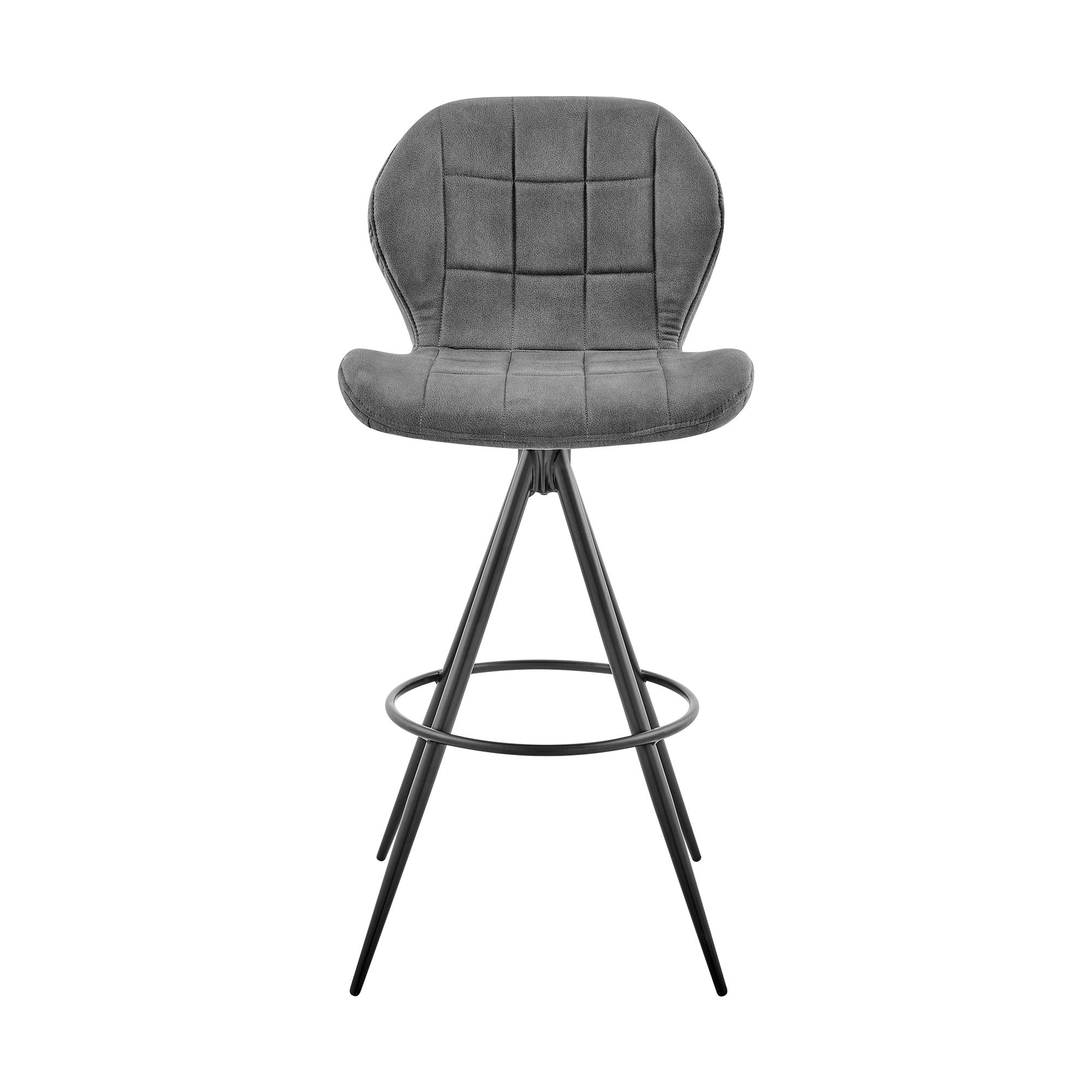 26" Charcoal Gray and Black Microfiber Squared Channel Bar Stool
