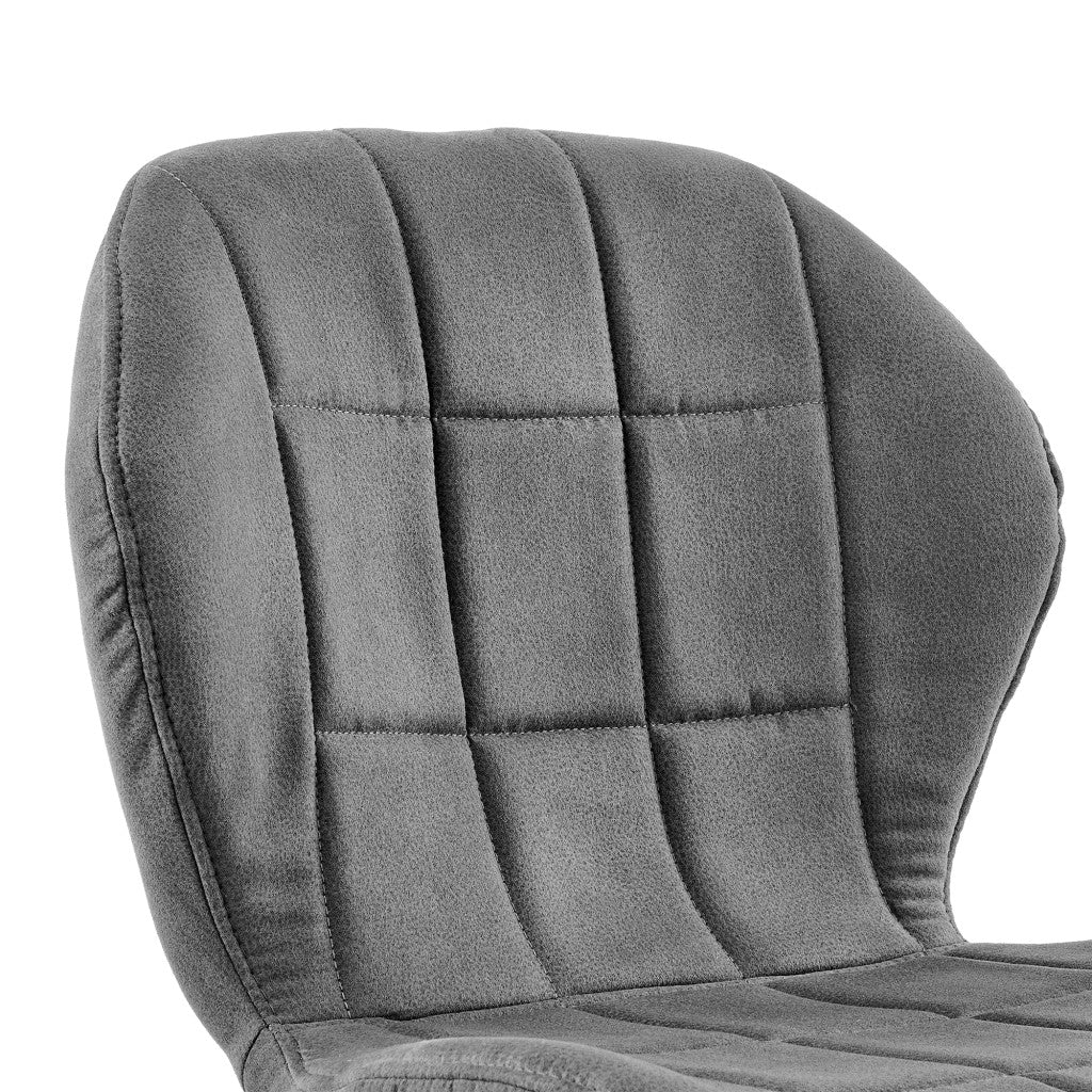 26" Charcoal Gray and Black Microfiber Squared Channel Bar Stool