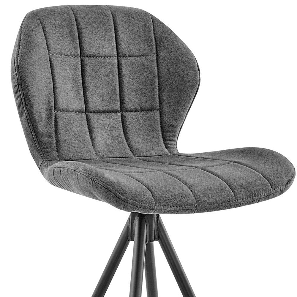 26" Charcoal Gray and Black Microfiber Squared Channel Bar Stool