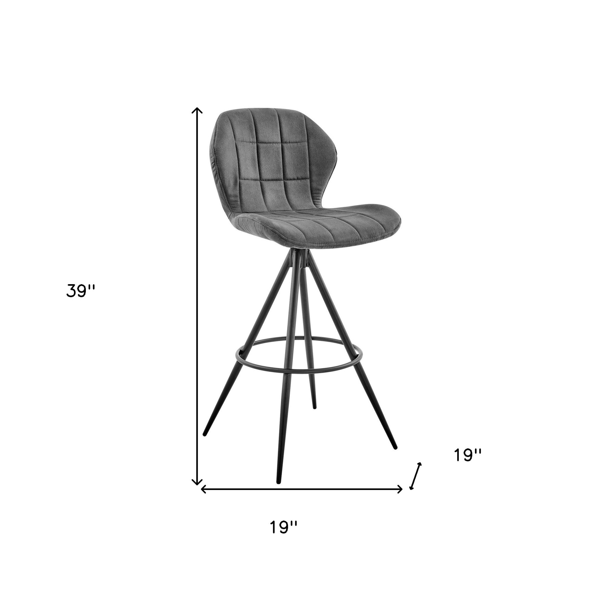 30" Charcoal Gray and Black Microfiber Squared Channel Bar Stool