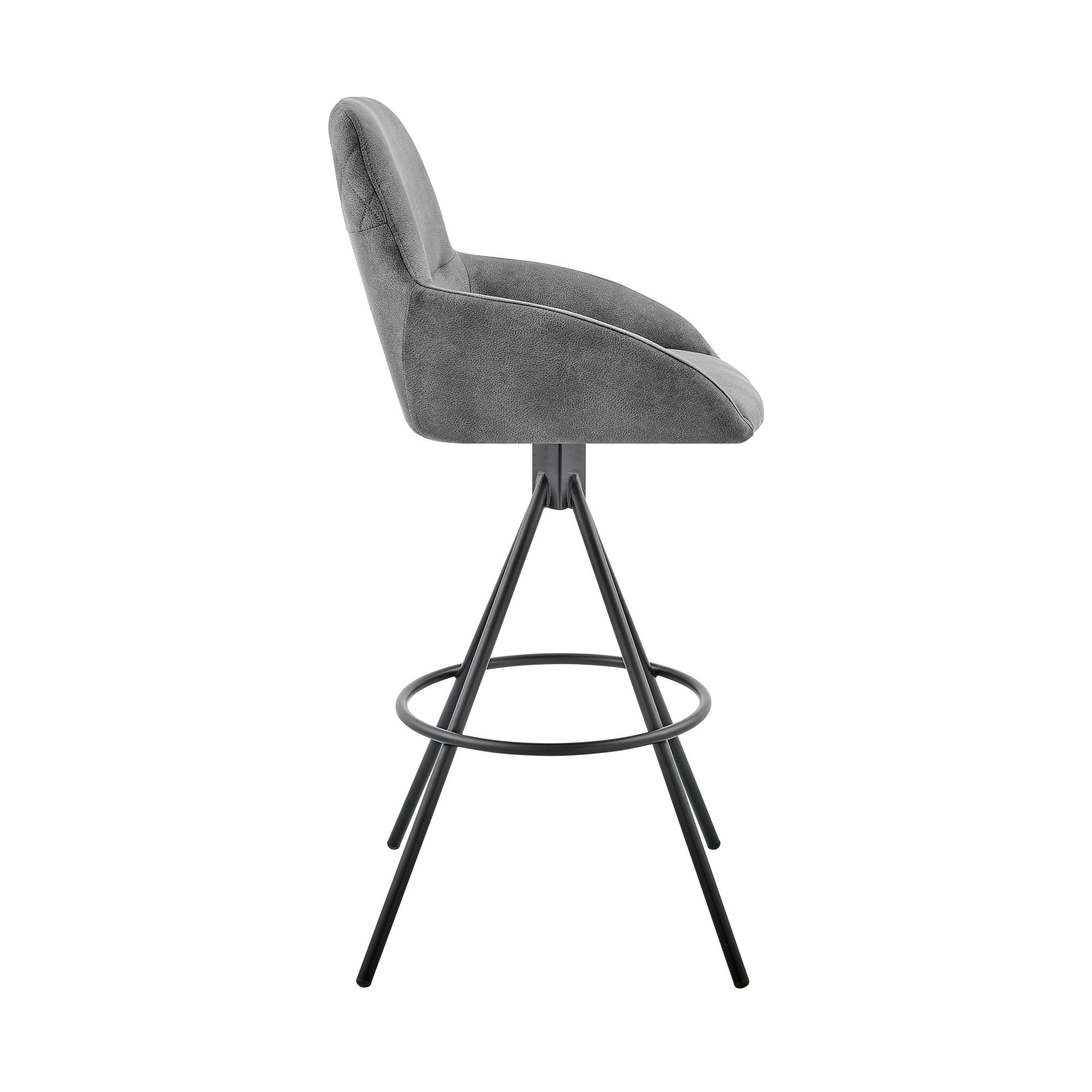 41" Charcoal Microfiber and Black Iron Bar Height Chair