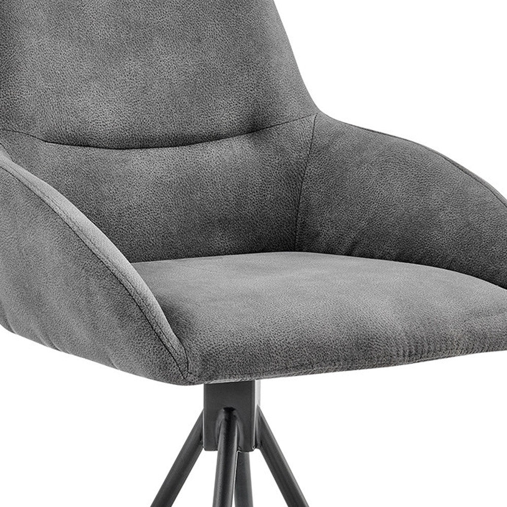 41" Charcoal Microfiber and Black Iron Bar Height Chair