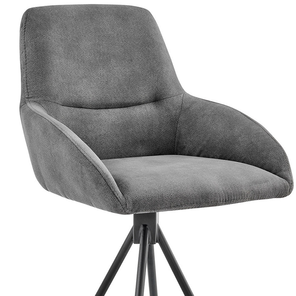 41" Charcoal Microfiber and Black Iron Bar Height Chair