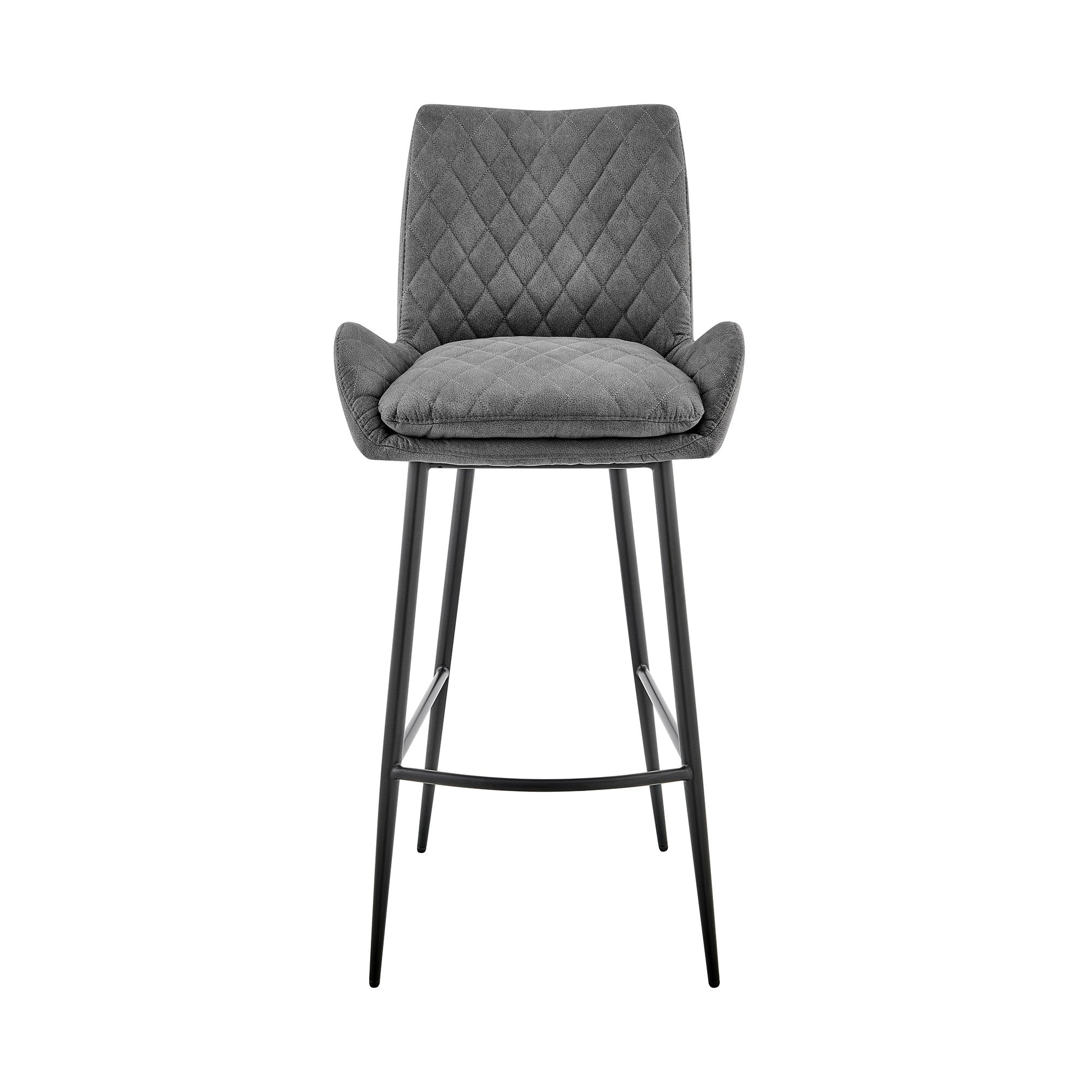 43" Charcoal Microfiber and Black Iron Bar Height Chair