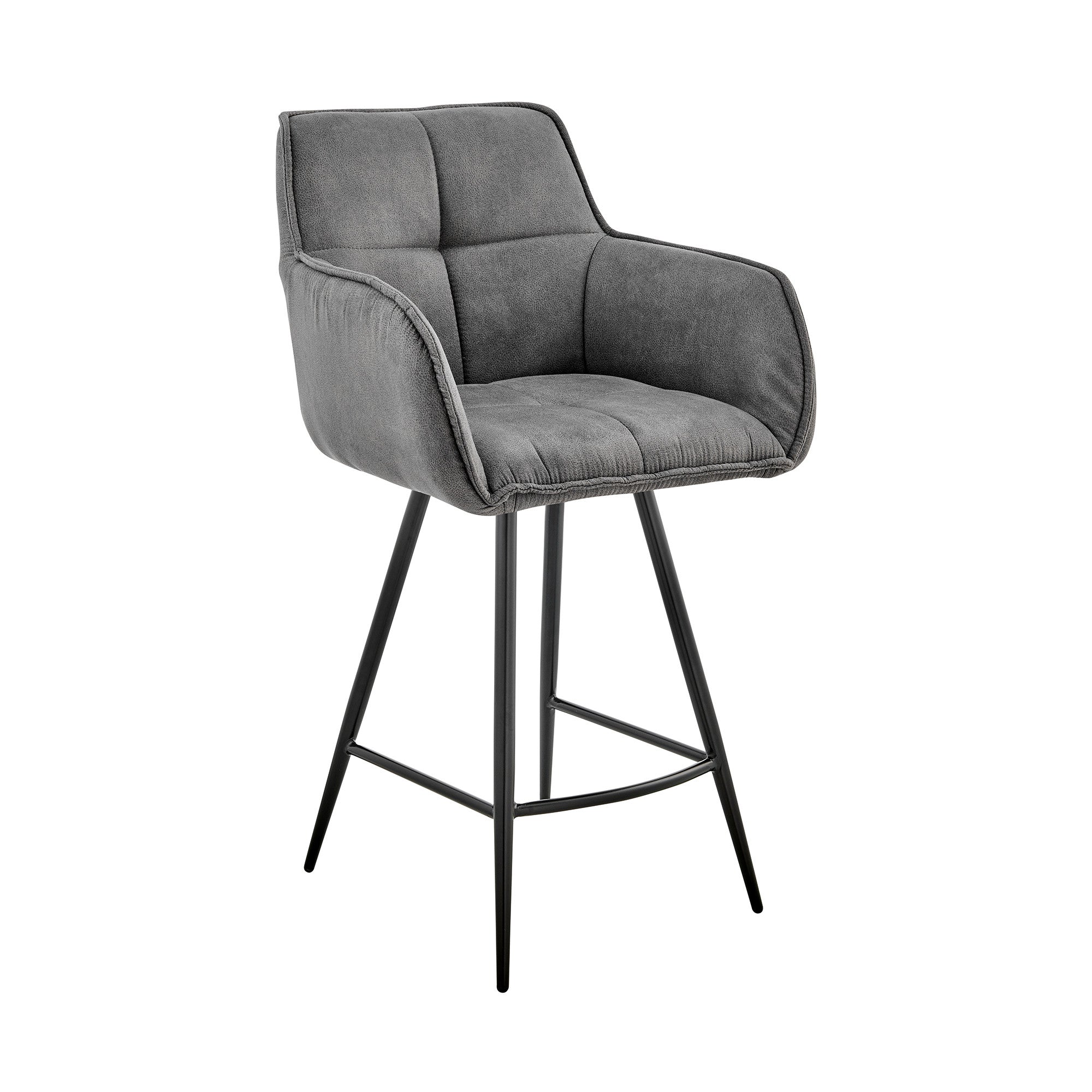 42" Charcoal Gray Microfiber Iron Bar Height Chair
