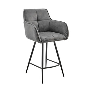 42" Charcoal Gray Microfiber Iron Bar Height Chair