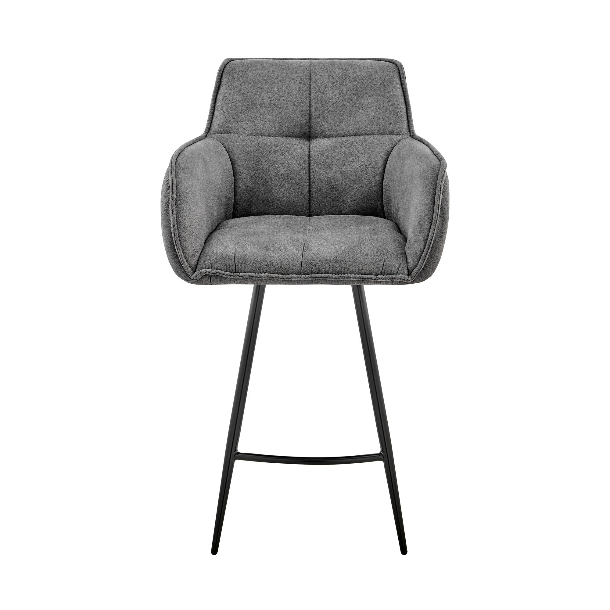 42" Charcoal Gray Microfiber Iron Bar Height Chair