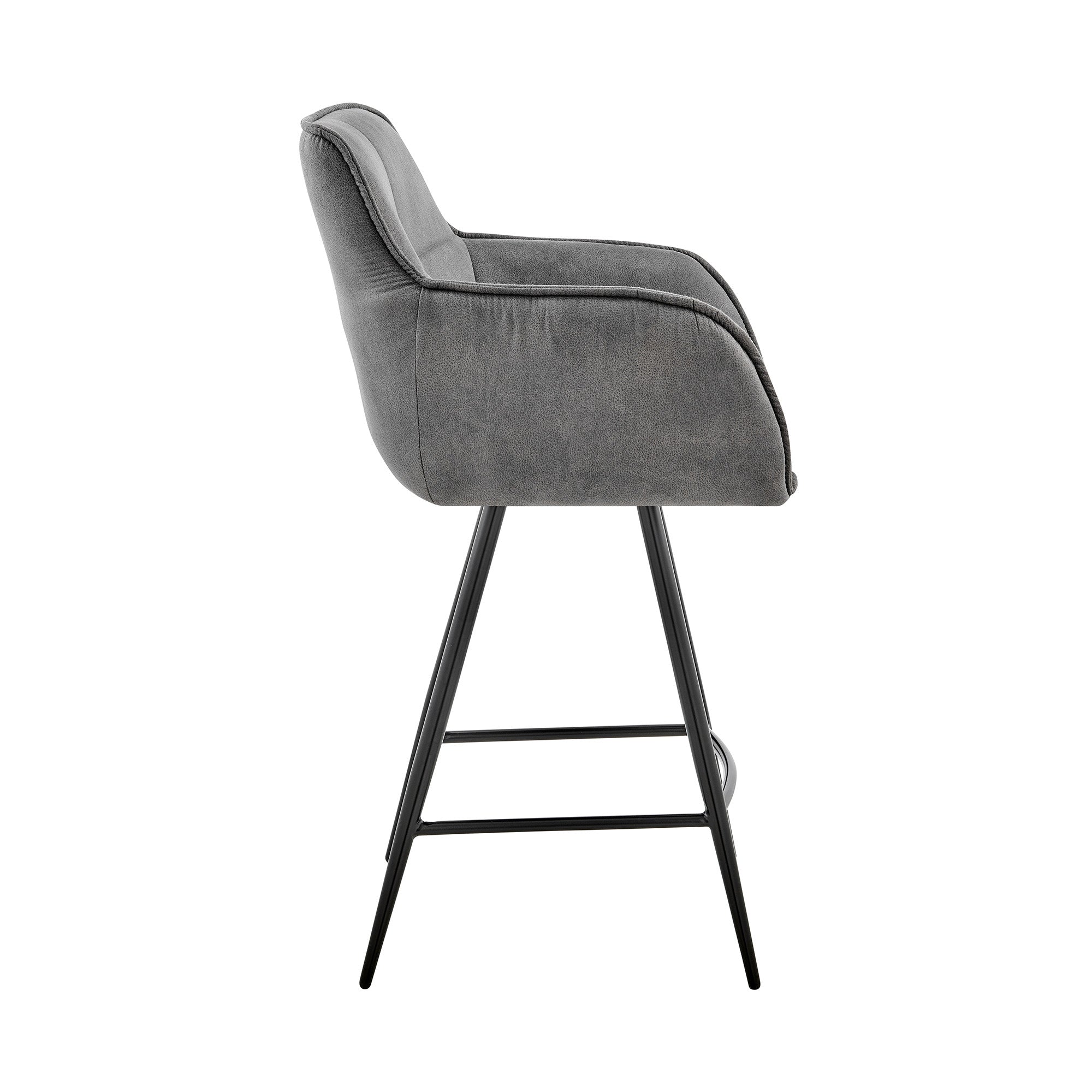 42" Charcoal Gray Microfiber Iron Bar Height Chair