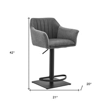 Lush Grey Faux Leather and Fabric Adjustable Swivel Stool