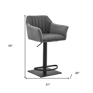 Lush Grey Faux Leather and Fabric Adjustable Swivel Stool