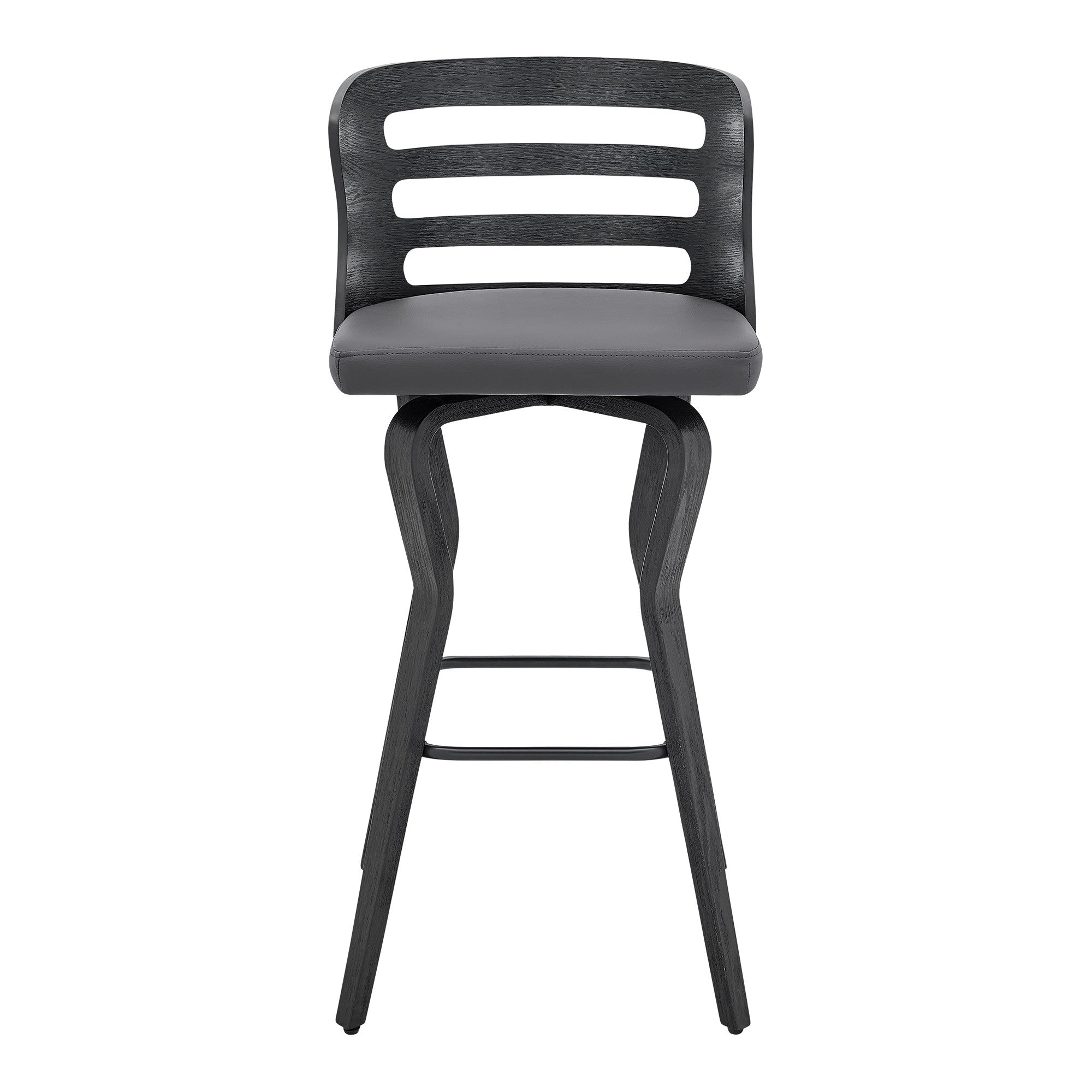 39" Matte Black And Gray Bar Height Swivel Full Back Bar Chair
