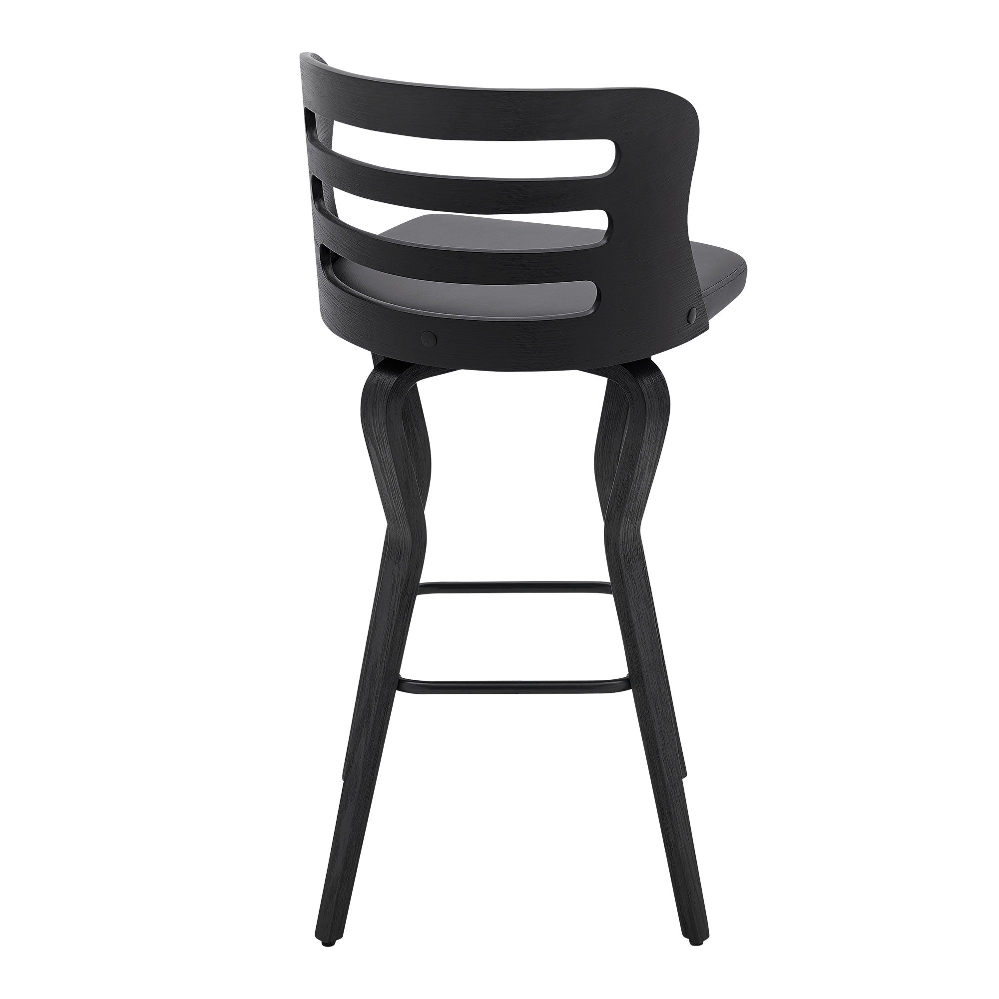 39" Matte Black And Gray Bar Height Swivel Full Back Bar Chair